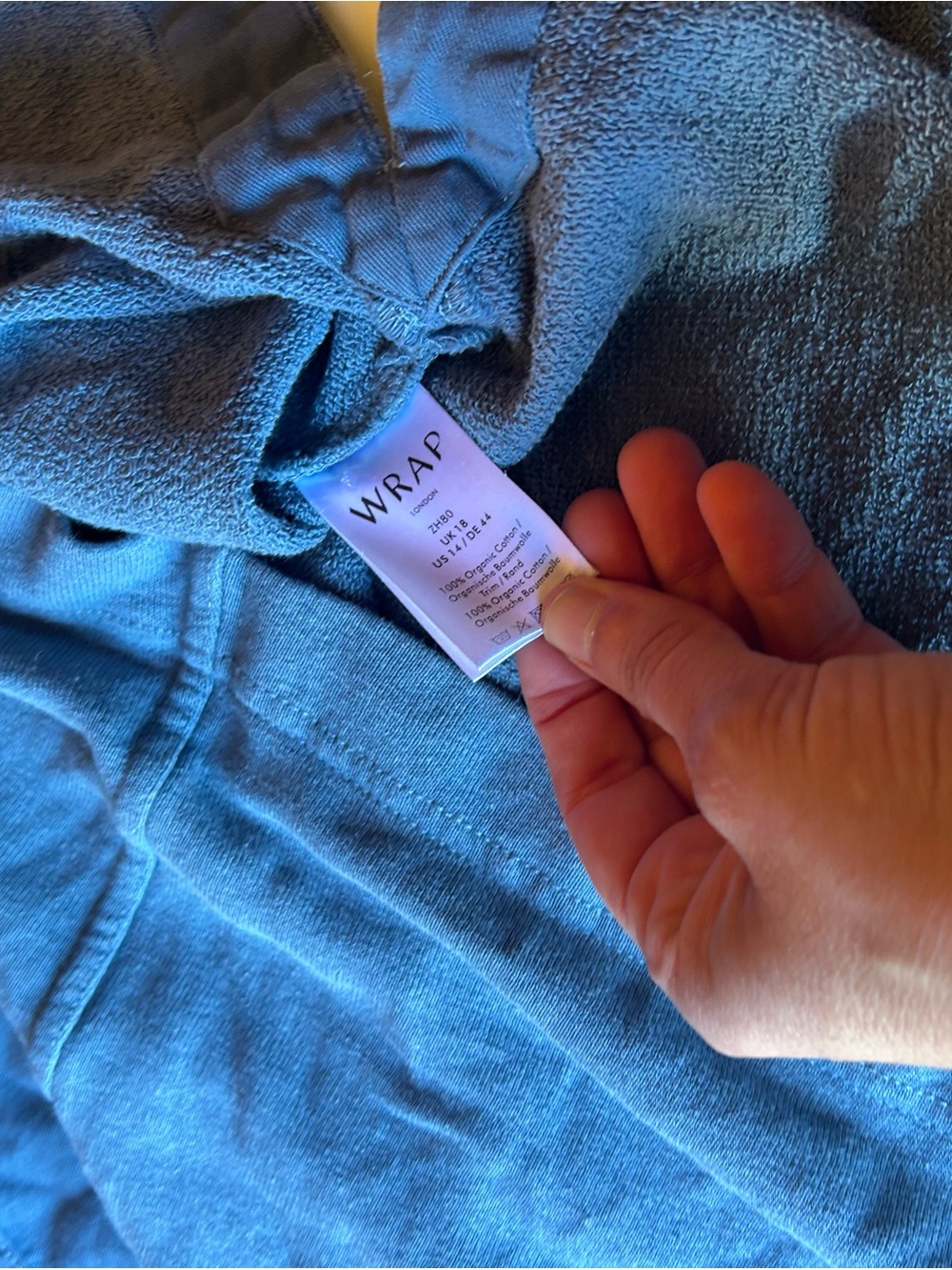 Wrap London Dusty Blue Button-Neck Tunic with Patch Pockets organic cotton - Picture 5 of 13